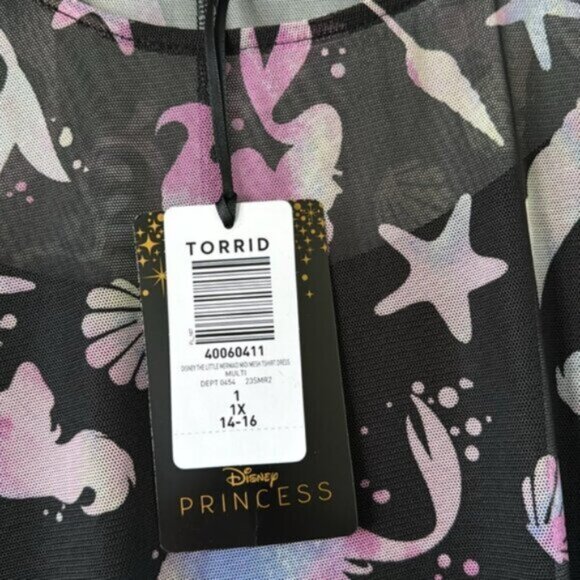 Torrid Women Disney The Little Mermaid Midi Mesh T-Shirt Dress Plus Size 1 NWT - Picture 12 of 13